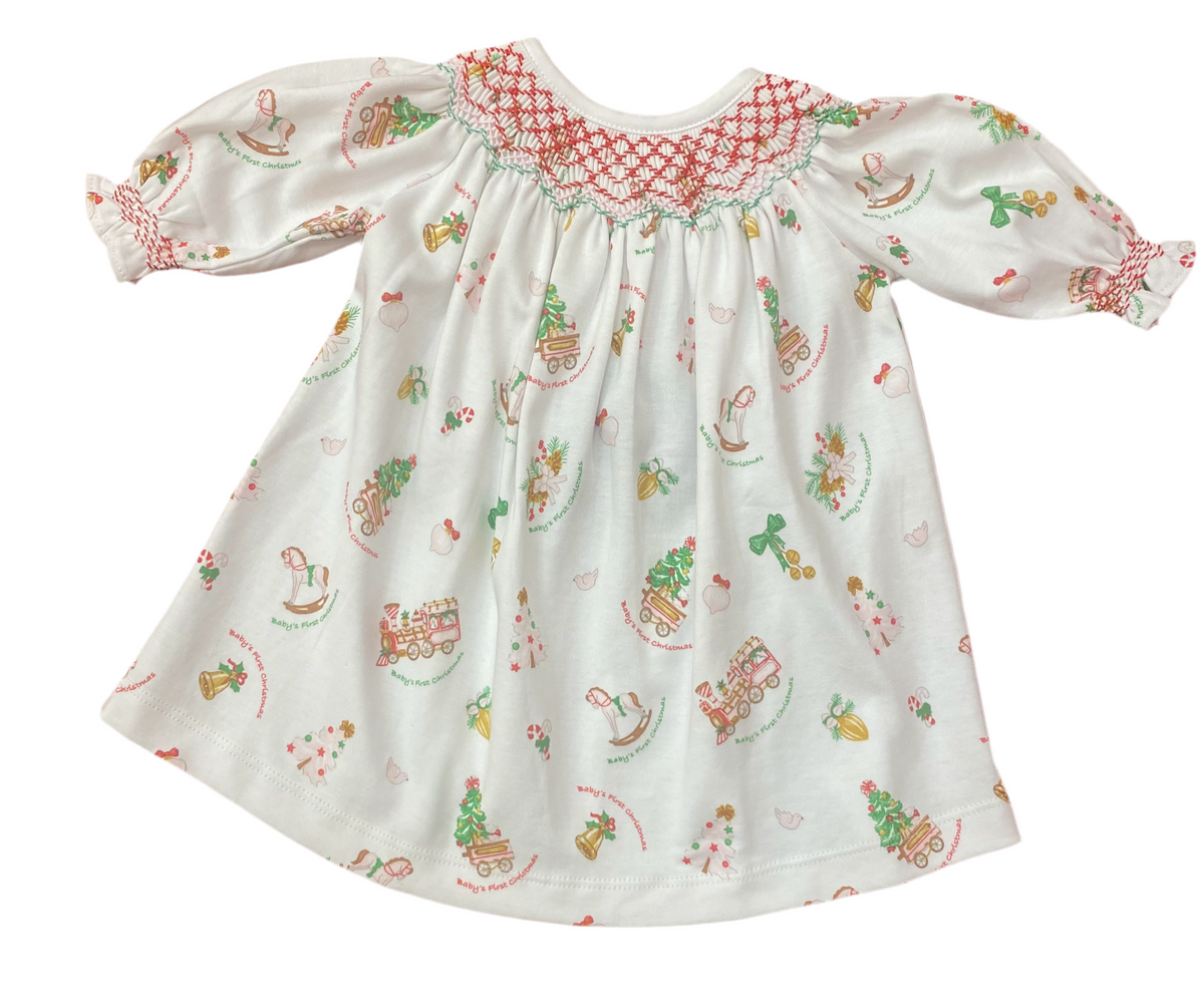 BABYS FIRST CHRISTMAS SMOCKED DRESS – MiMi Kids