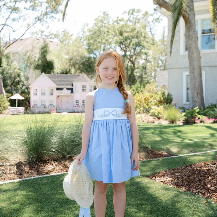 chambray bow mini pocket dress CHAMBRAY BOW
