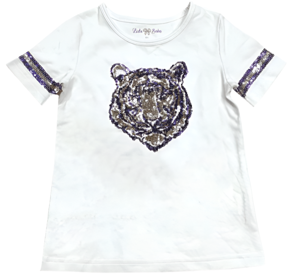 LuLu BeBe Girls White Puff Sleeve Sweatshirt Top - Pink Sequins Minnie Mouse main image 0