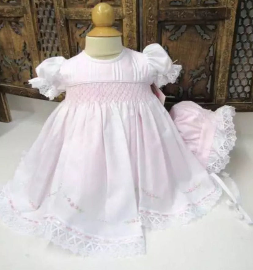 Baby Threads Pink Tiny Dots Smocked Daygown main image 1