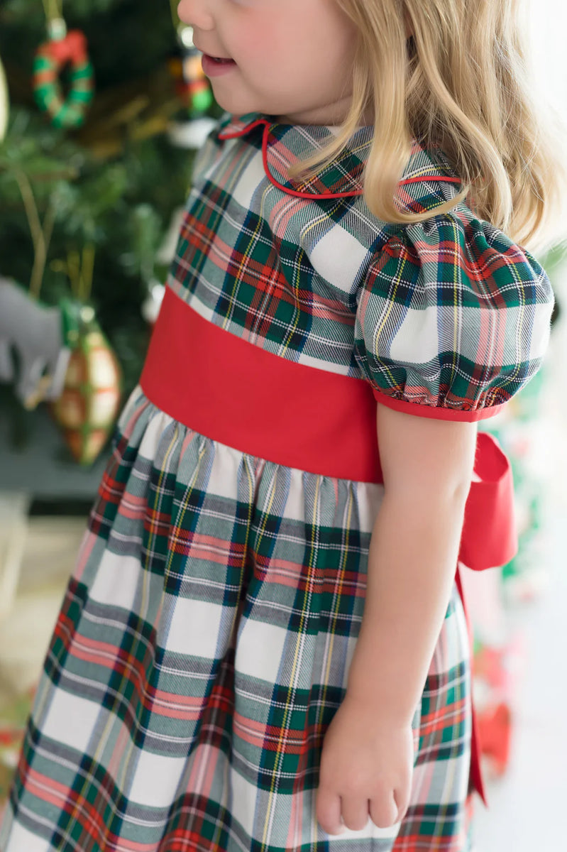 Cindy Lou Sash Dress - Worth Avenue White with Multicolor Ric Rac