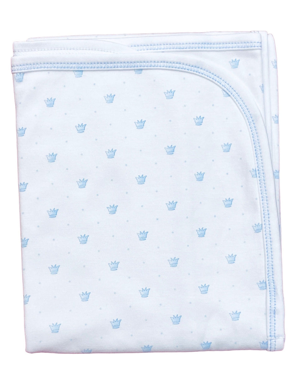 Small Pima Blanket - White with Blue main image 0