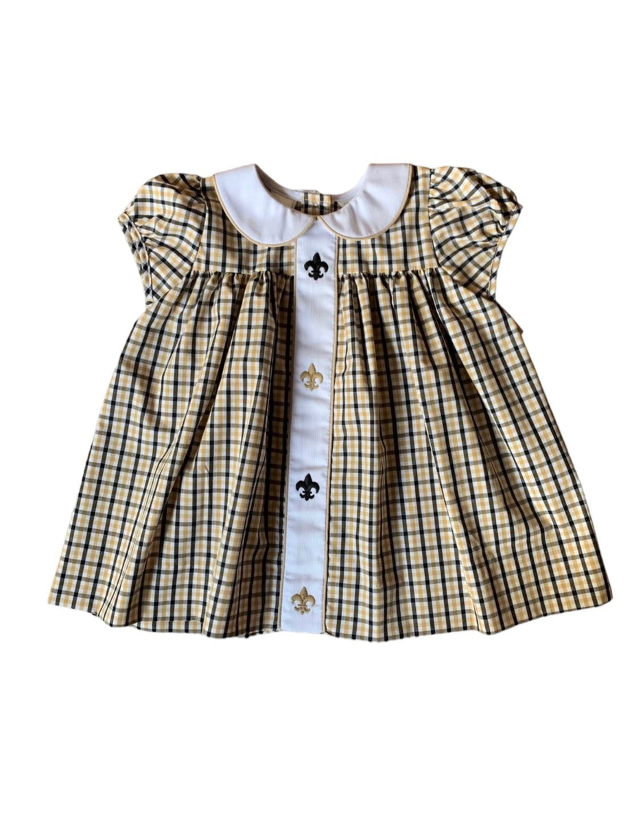 Lulu Bebe Molly LSU Tiger Embroidered Gingham Dress