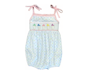 LULU BEBE GIGI SNOWBALL SMOCKED WAIST POLKA DOT BUBBLE  MiMi Kids
