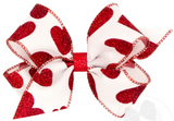 MEDIUM VALENTINE TAFFETA GLITTER HEART HAIR BOW