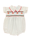 LULU BEBE SANTA SMOCKED BOY BUBBLE