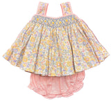 SPRING FLORAL SMOCKED SLEEVELESS BLOOMER SET
