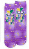 HAPPY MARDI GRAS PRINT SOCKS