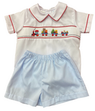 SANTA TRAIN SMOCKED BOYS SHORTSET