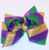 5.5" MARDI GRAS METALLIC GLITTER STRIPE BOW