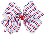 MEDIUM PATRIOTIC STRIPE PRINT BOW