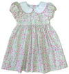 PINK DITSY WAIST DRESS WITH PINK PIPING