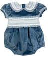 VELVET BUBBLE WITH LACE - BLUE AND WHITE