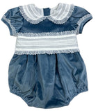 VELVET BUBBLE WITH LACE - BLUE AND WHITE