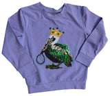 LONGSLEEVE SEQUIN MARDI GRAS PELICAN SHIRT - LAVENDER