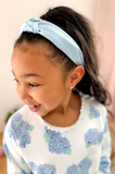 SATIN KNOT WRAPPED HEADBAND - MILLENNIUM BLUE