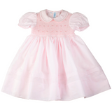 SMOCKED ROSEBUD DRESS - PINK OR WHITE