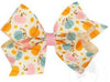 MEDIUM HARVEST - THEMED MULTICOLORED PUMPKIN PRINTED GROSGRAIN HAIR BOW