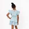 DITSY FLORAL SMOCKED TWO TIERED DRESS - CHILD BLUE