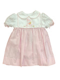 PETIT AMI DRESS WITH REMOVABLE EMBROIDERED BUNNY BIB