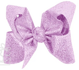 5.5 GLITTER METALLIC BOW ON CLIP - LIGHT ORCHID