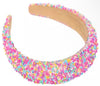 CONFETTI PUFF HEADBAND - BRIGHT PINK
