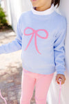 ISABELLE'S INTARSIA SWEATER BEALE STREET BLUE WITH HAMPTONS HOT PINK