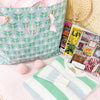 ISABELLE BEACH BAG HANOVER HAND BLOCK WITH PALM BEACH PINK