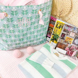ISABELLE BEACH BAG HANOVER HAND BLOCK WITH PALM BEACH PINK