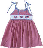 FLAG SMOCKED SPAGHETTI STRAP DRESS