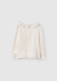 MICRO-DOT PATTERN BLOUSE- WHITE AND GOLD