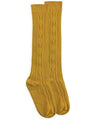 FASHION CABLE KNEE HIGH SOCKS 1 PAIR - MUSTARD