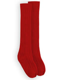 FASHION CABLE KNEE HIGH SOCKS 1 PAIR - RED