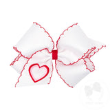 KING EMBROIDERED HEART BOW - WHITE