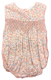 PINK FLORAL SMOCKED WAIST SLEEVELESS BUBBLE