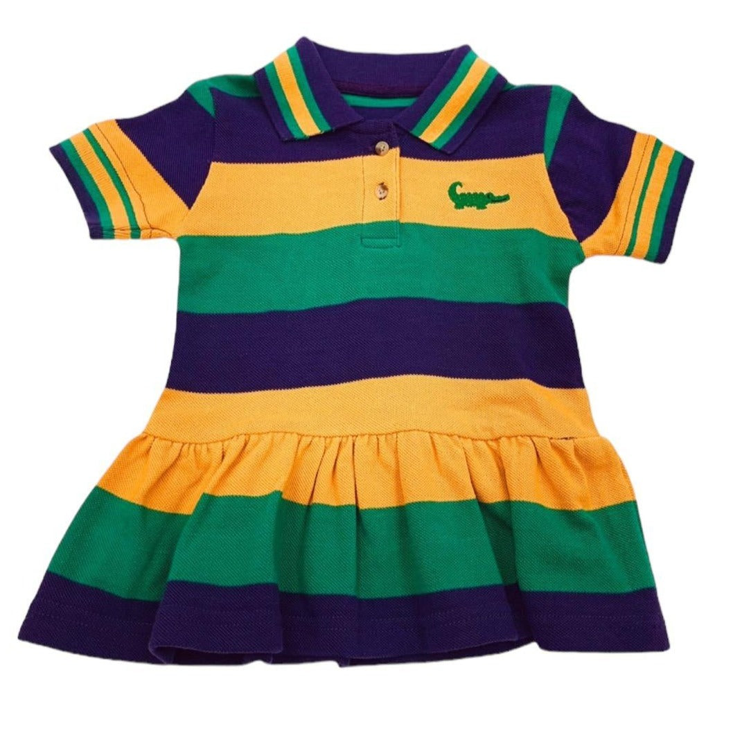 polo infant dress MARDI GRAS SHORT SLEEVE POLO DRESS WITH RUFFLE BOTTOM – MiMi Kids