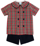 TARTAN WITH NAVY CORDUROY - DRESSY SHORT SET
