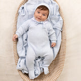 CABLE KNIT BLANKET - BLUE