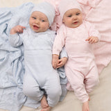 LUX POINTELLE KNIT BLANKET - BLUE