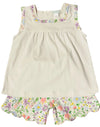 GIRLS FLORAL SLEEVELESS TOP SCALP SHORT SET