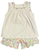 GIRLS FLORAL SLEEVELESS TOP SCALP SHORT SET