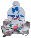 MINI PINK BOWS AND CANDY CANE PRINT BOW