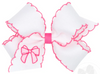 MEDIUM GROSGRAIN HAIR BOW WITH MOONSTITCH EDGE WITH BOW EMBROIDERY