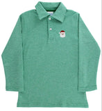 EMBROIDERED KNIT MICROSTRIPE POLO - SANTA ON KELLY