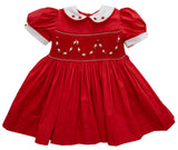 RED ROSES SMOCKED BODICE DRESS