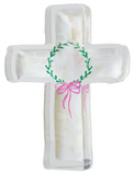 ACRYLIC CROSS WITH PINK BOW