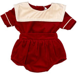 VELVET SQUARE COLLAR BOY BUBBLE - RED
