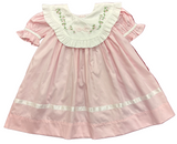 PINK BIB COLLAR EMBROIDERED DRESS
