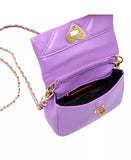 QUILTED SOFT HEART LOCK PURSE- PURPLE