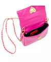 QUILTED SOFT HEART LOCK PURSE- HOTPINK